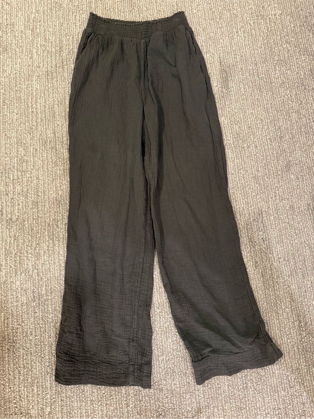 Faherty Dream Cotton Gauze Wide Leg Pants Green Organic Cotton S